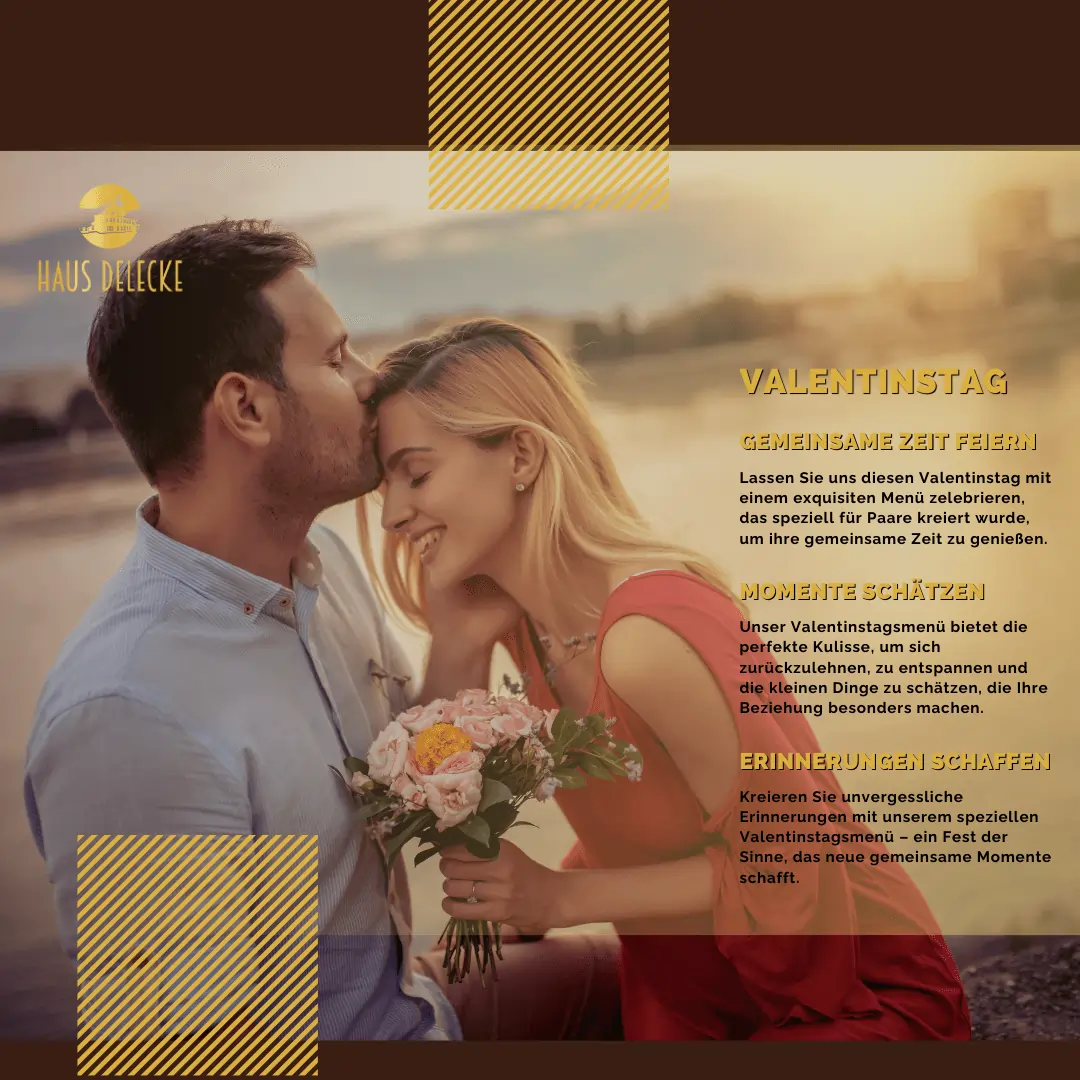 Valentinstag 2024, das Bild zeigt ein glückliches Paar mit einem Blumenstrauß