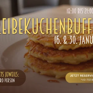 Reibekuchenbuffet im Hotel Haus Delecke am 16. & 20. Januar 2026 jeweils 18-21 Uhr. 26 Euro pro Person.